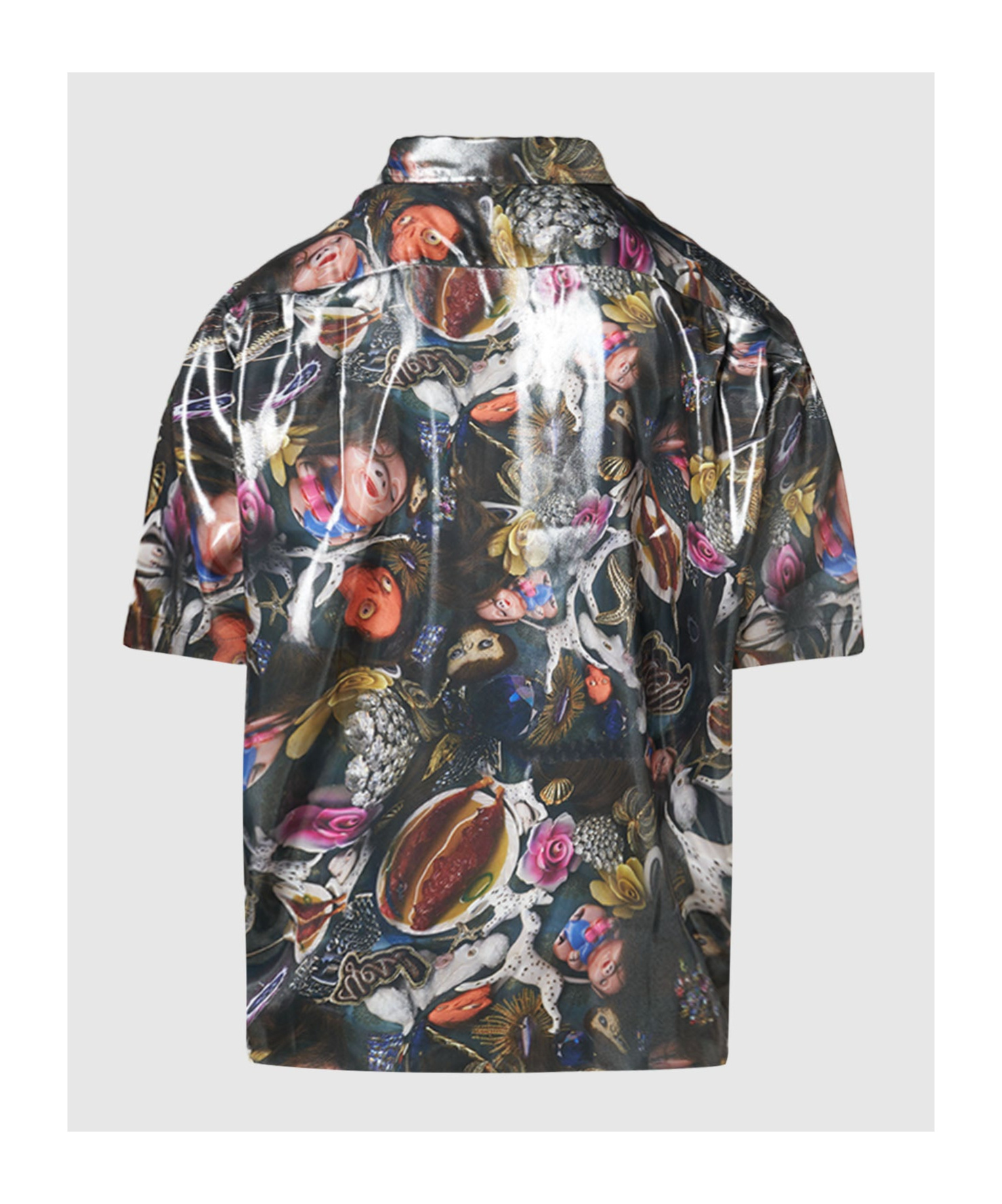 Shop Acne Studios Graphic-print Lamé Shirt In Black