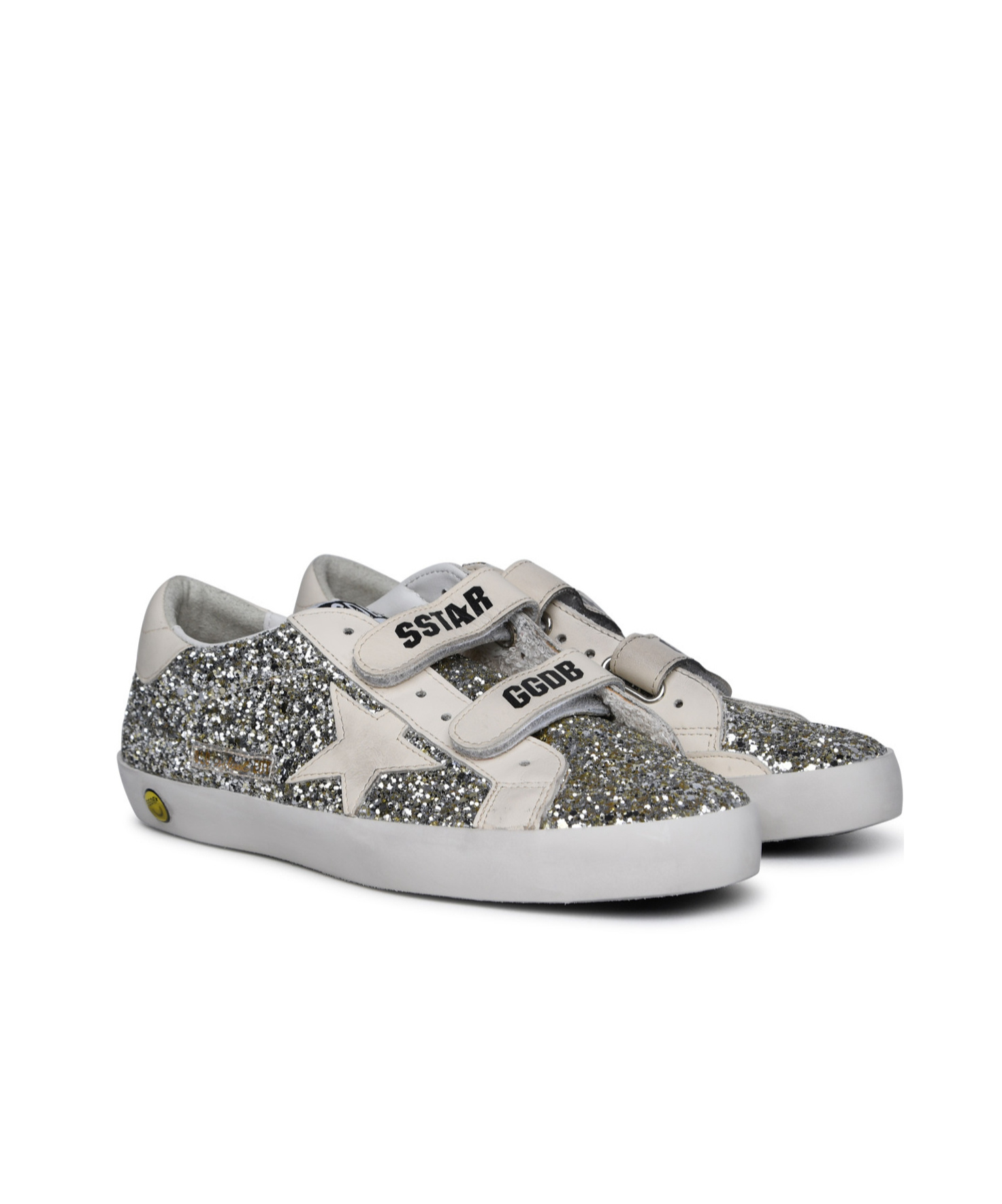 Golden Goose Boys Gold Kids Old School Glitter-embellished Leather Low-top Trainers 9-12 Years In Gray