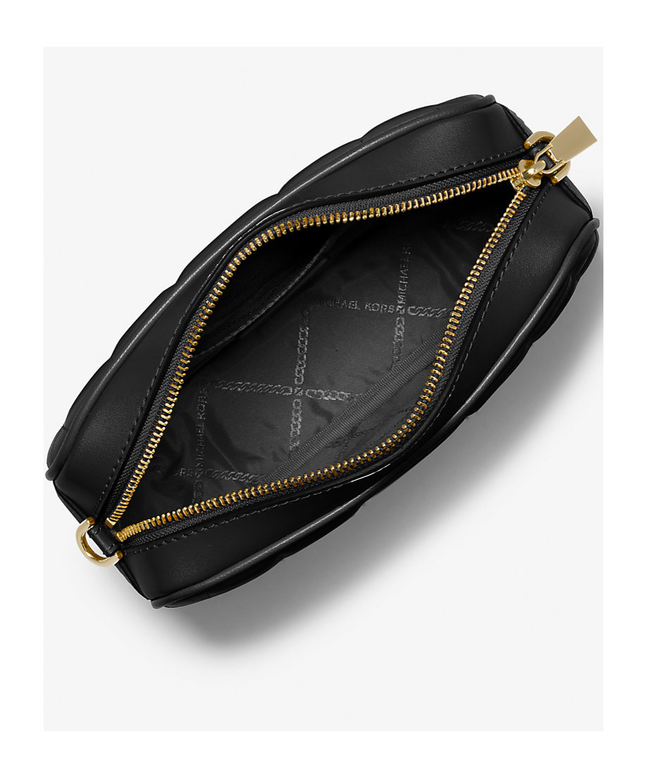 Michael Michael Kors Medium Jet Set Leather Crossbody Bag In Black