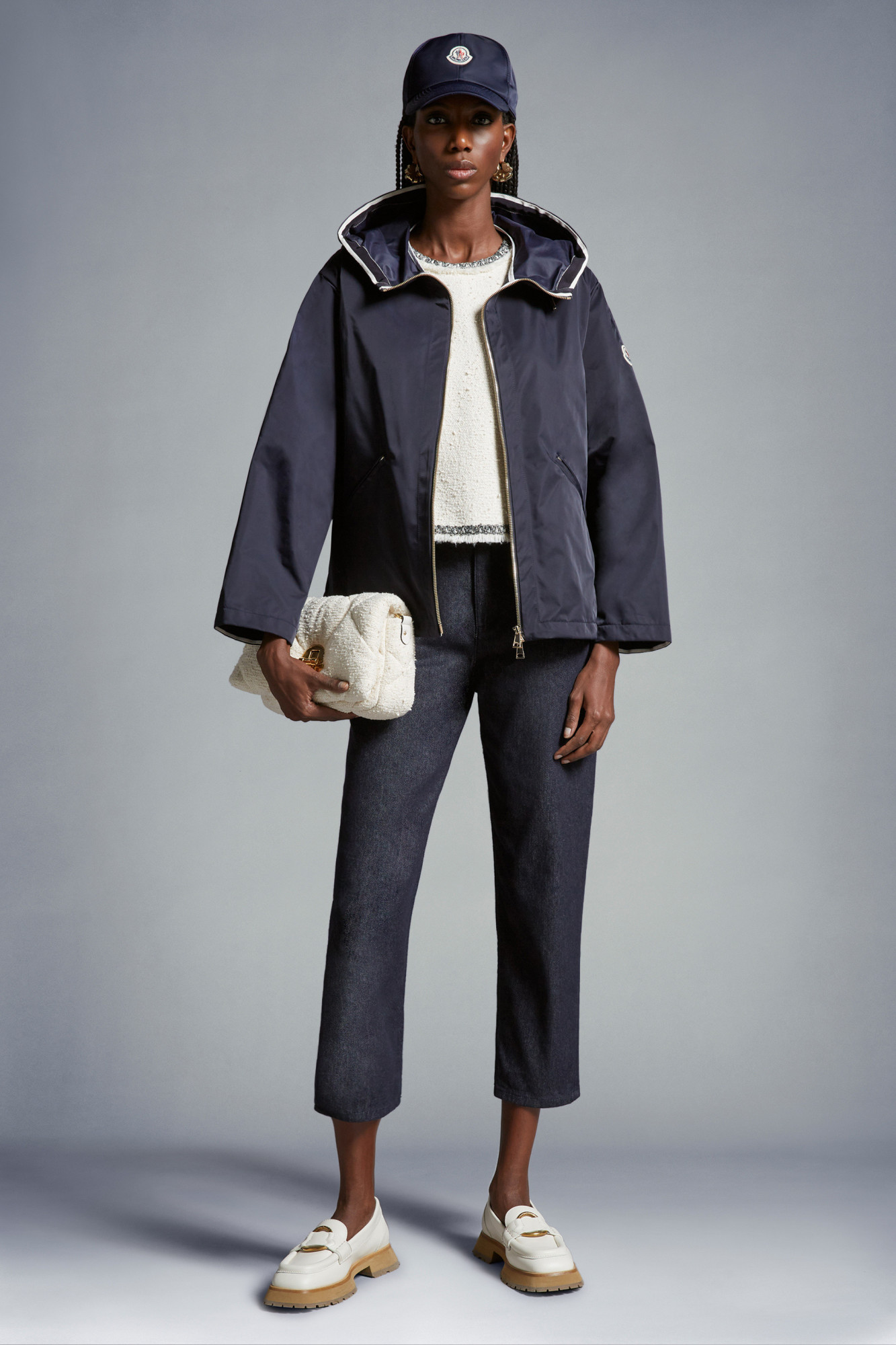 Moncler Cassiopea Hooded Jacket In Blue