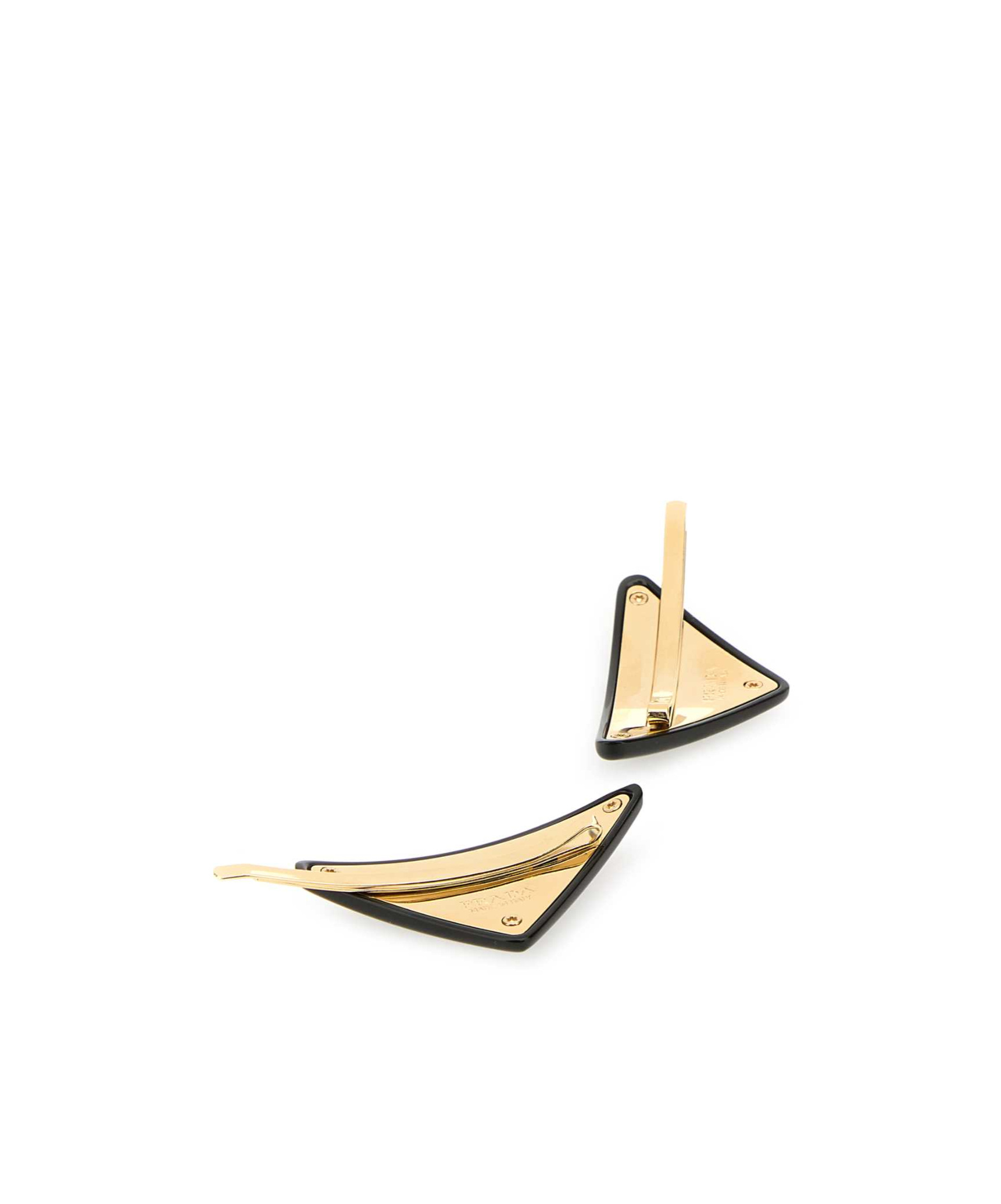 Prada Triangle Logo Hair Clips In Black