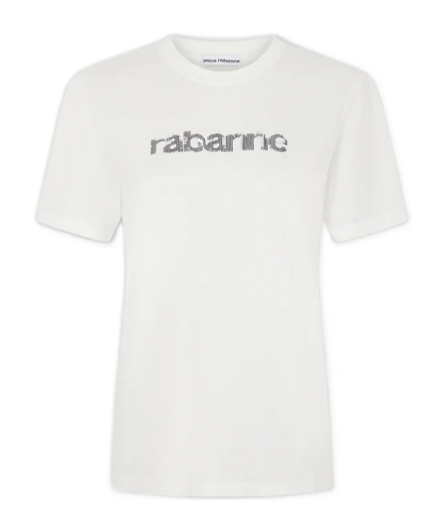 Rabanne Embellished Logo Regular T-shirt In White