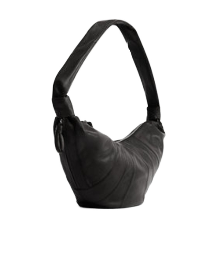Lemaire Curved-edge Leather Shoulder Bag In Black