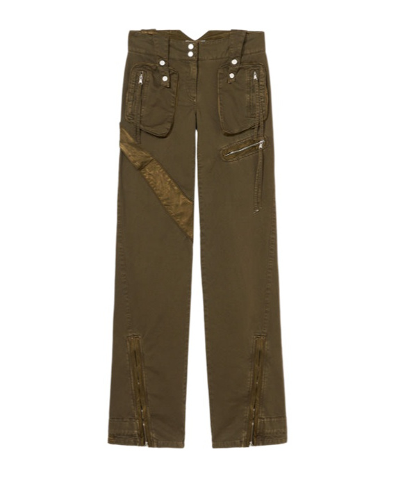 Blumarine Satin Inlaid Overalls Casual Pants In Green