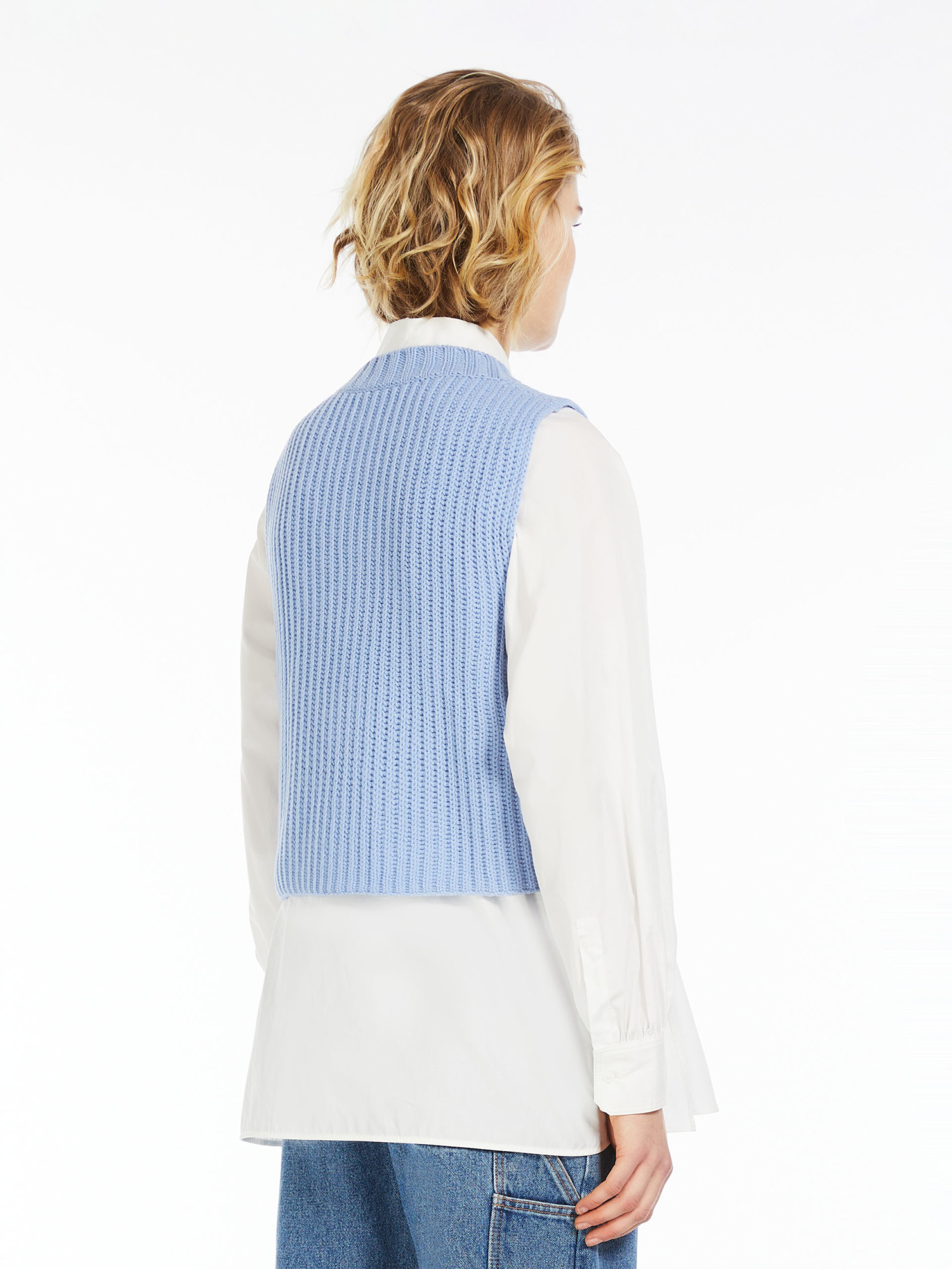 Weekend Max Mara Rib Knitted Wool Sweater In Blue