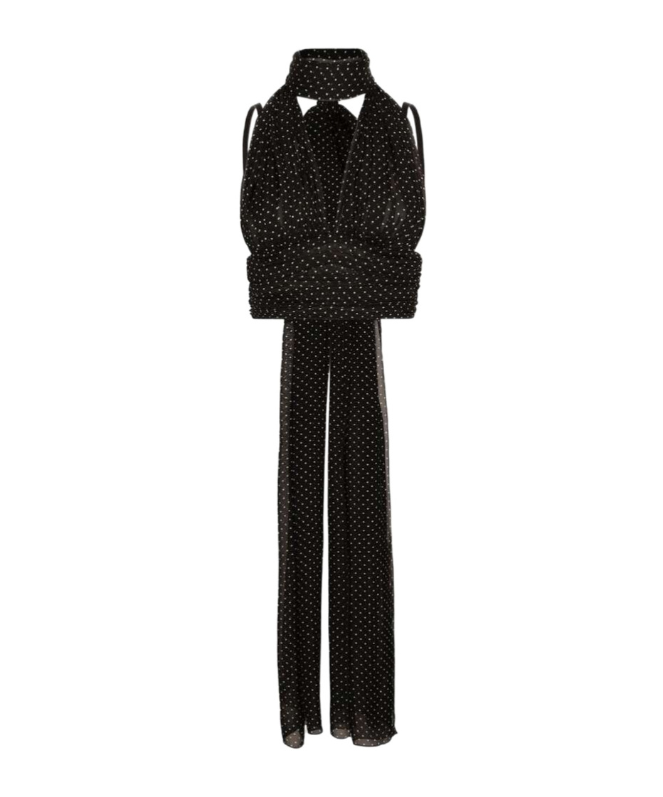 Dolce & Gabbana Chiffon Top With Scarf Accessory In Black