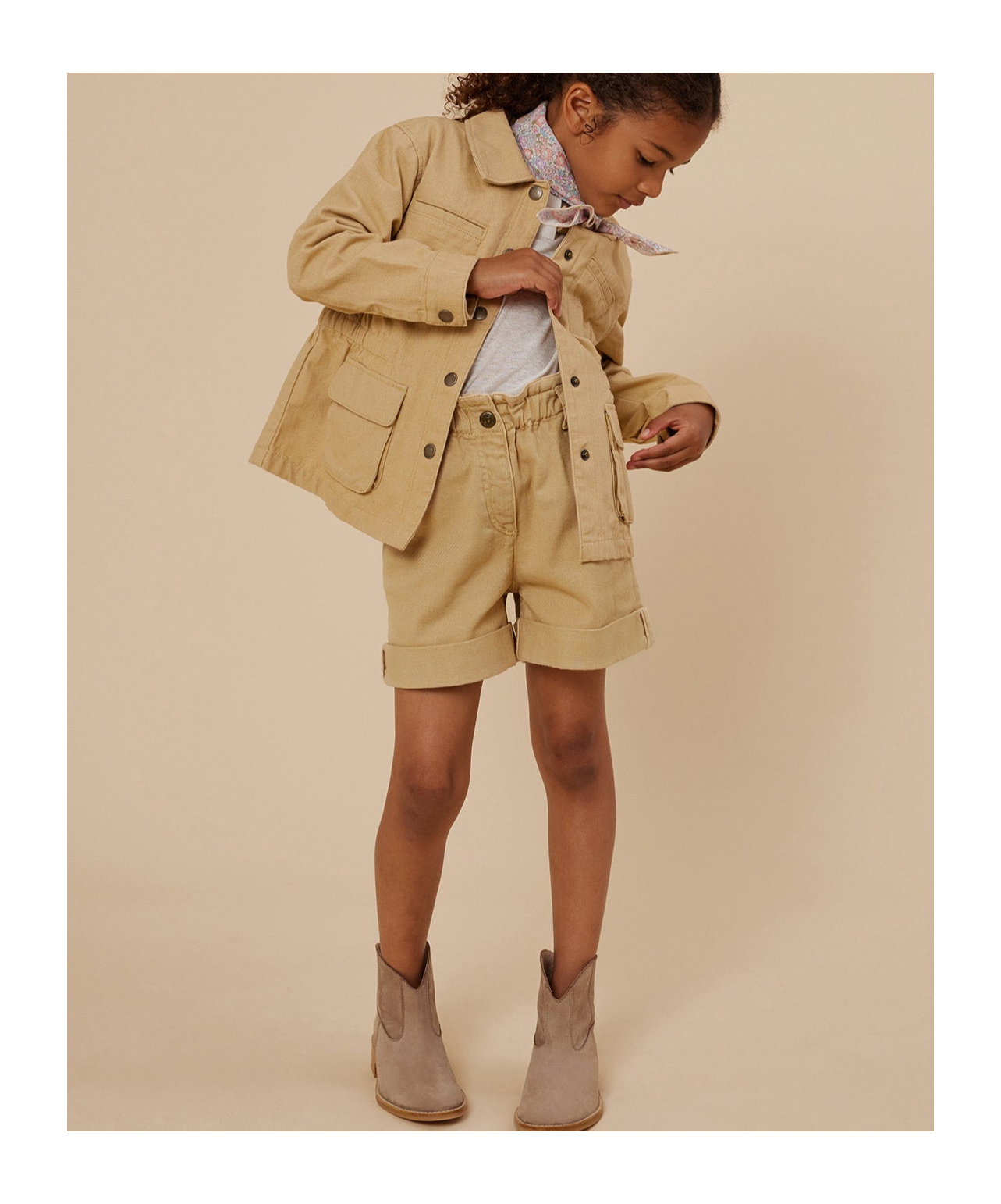 Bonpoint Cathy Denim Shorts In Nude