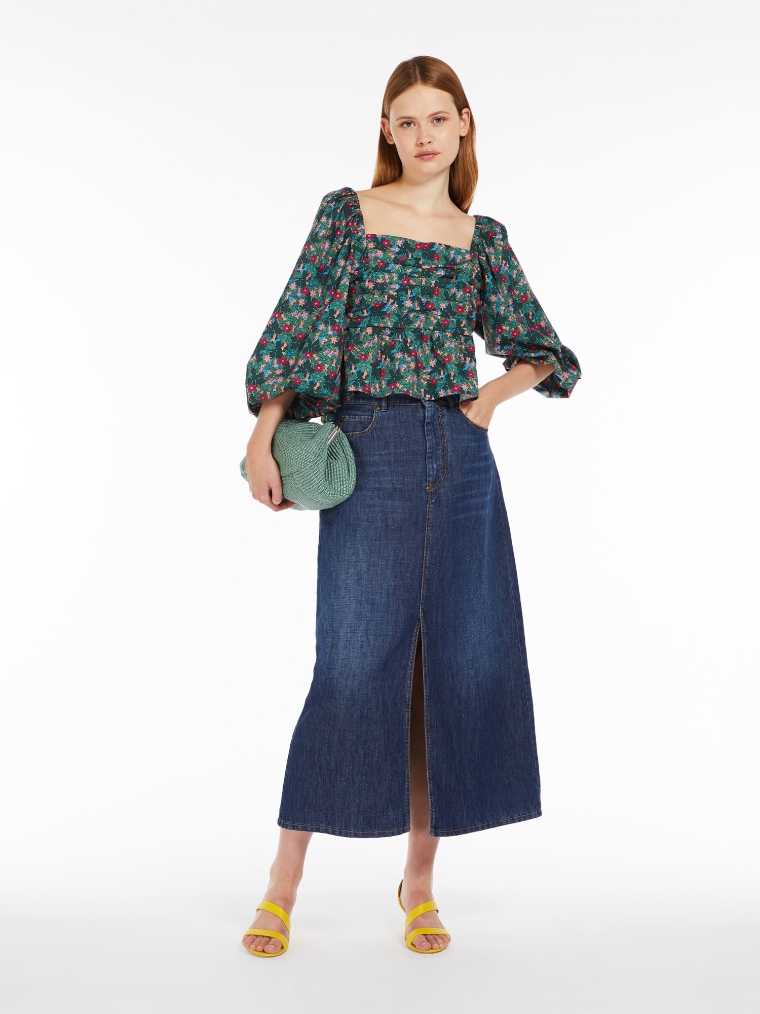 Weekend Max Mara Woman Top Green Size 14 Cotton In Multi