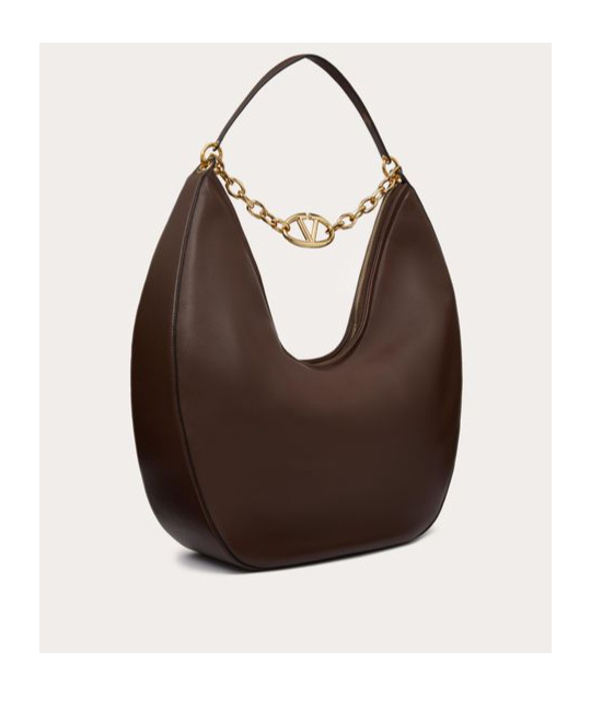 Valentino Maxi Vlogo Moon Shoulder Bag In Black