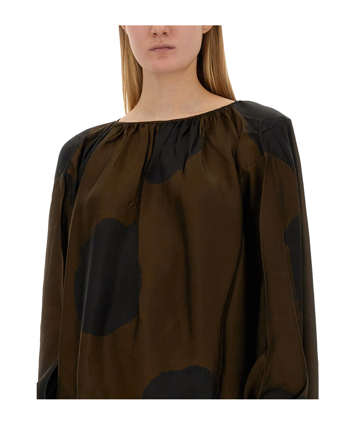 Uma Wang Tammy Abstract-print Blouse In Brown