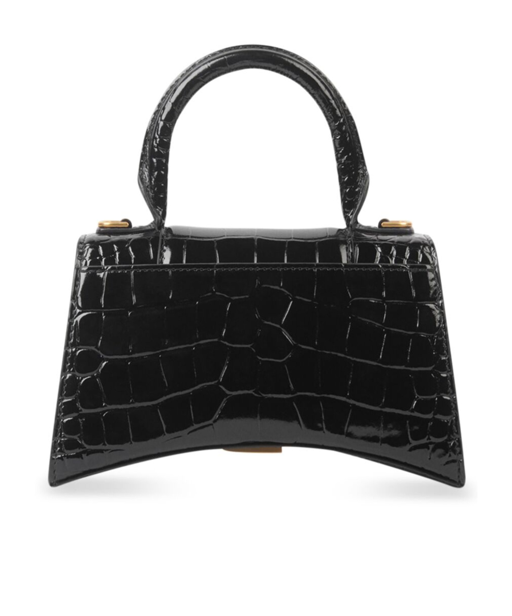 Balenciaga Hourglass Small Croc-effect Leather Crossbody Bag In Black