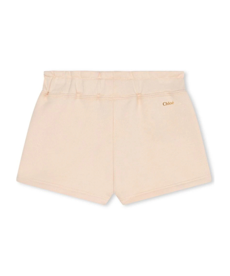 Chloé Logo Printed Shorts In Nude
