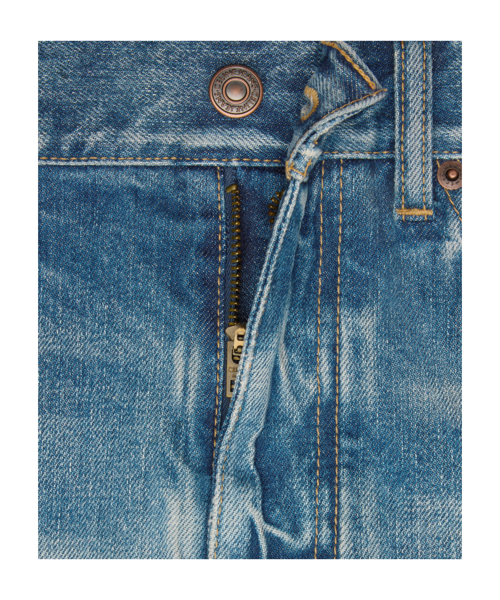 Celine Washed Denim Shorts In Gray