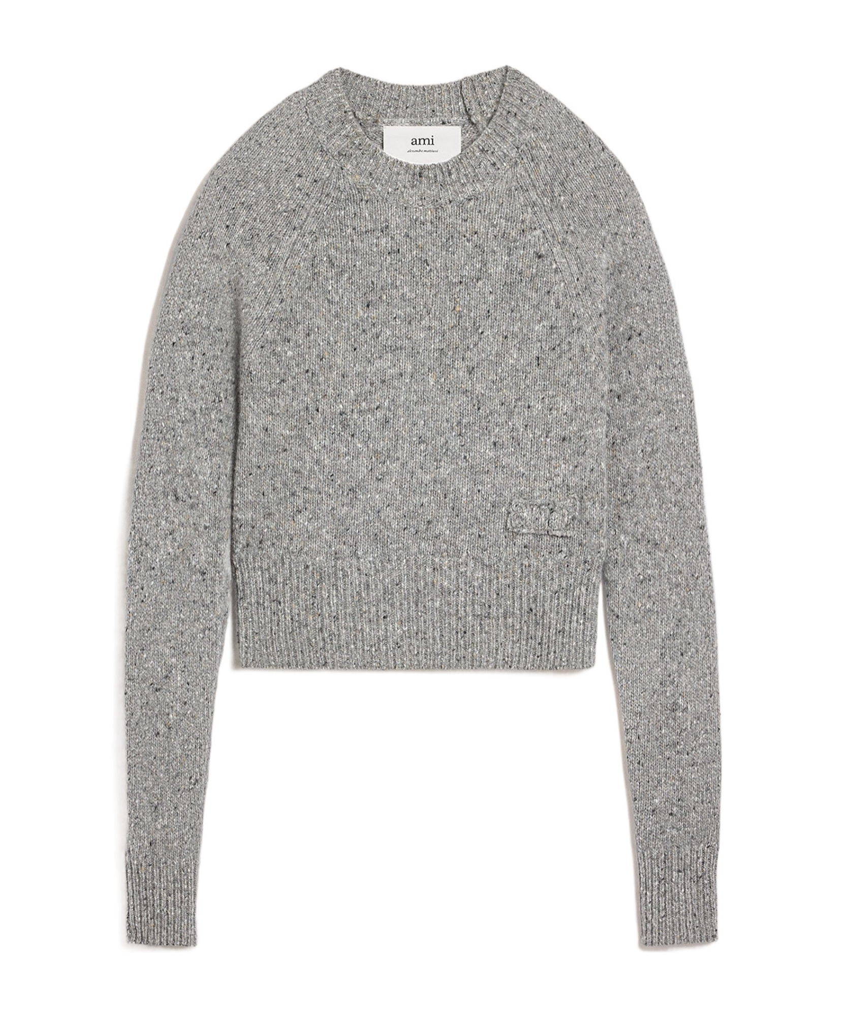 Ami Alexandre Mattiussi Speckled-knit Virgin Wool-blend Jumper In Gray