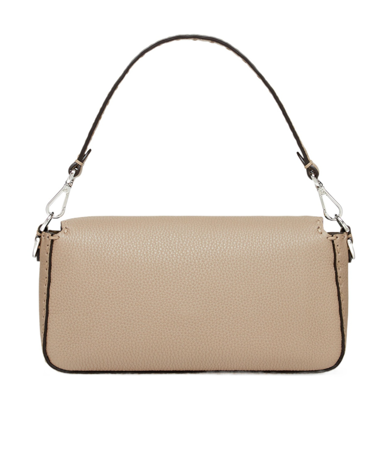 Fendi Dove Grey Selleria Bag With 612 Hand-sewn Topstitches In Nude