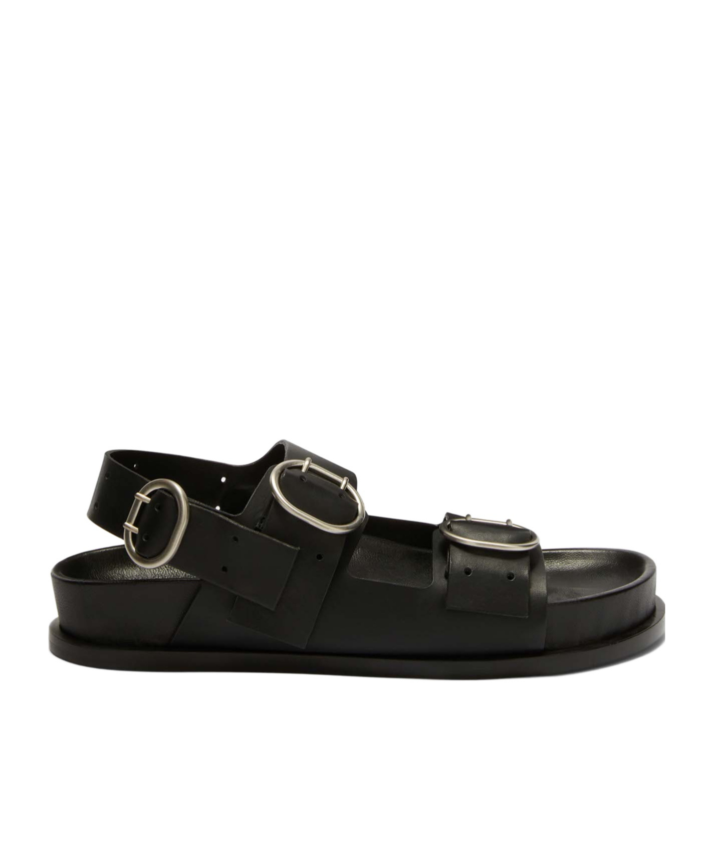 Jil Sander Leather Slingback Sandals With Double Buckle In Black