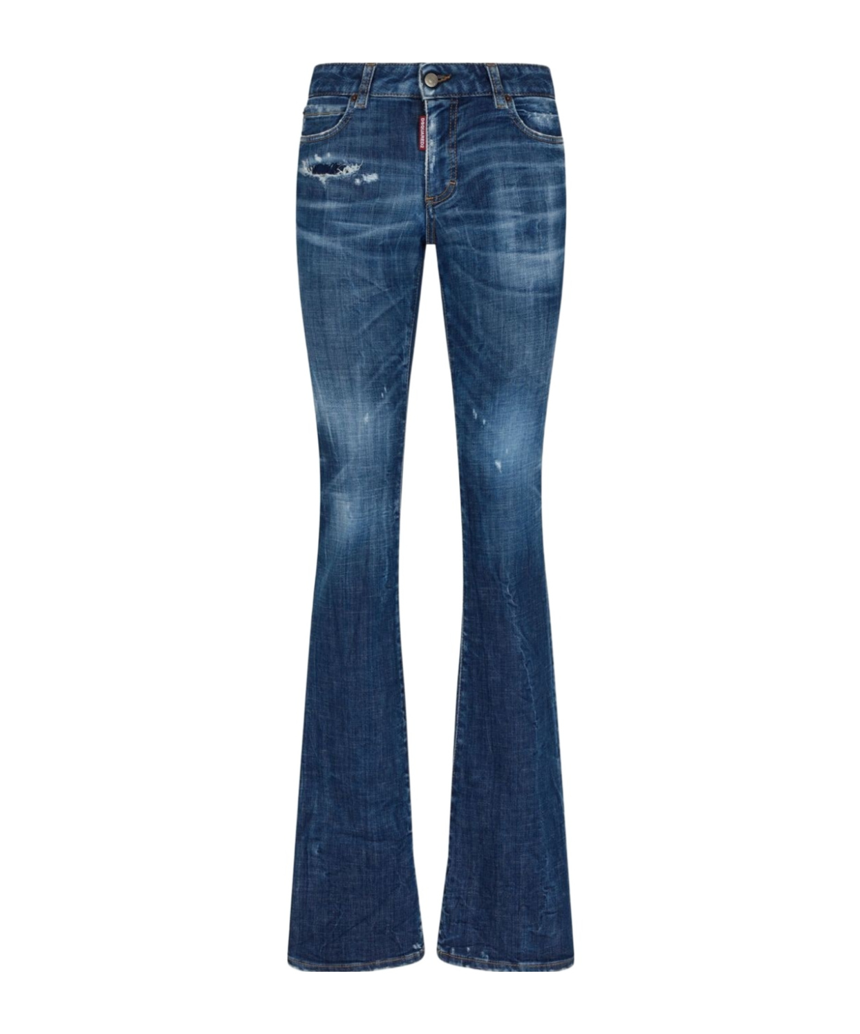 Dsquared2 Faded Wash Denim Trousers With Contrast Stitching In Blue