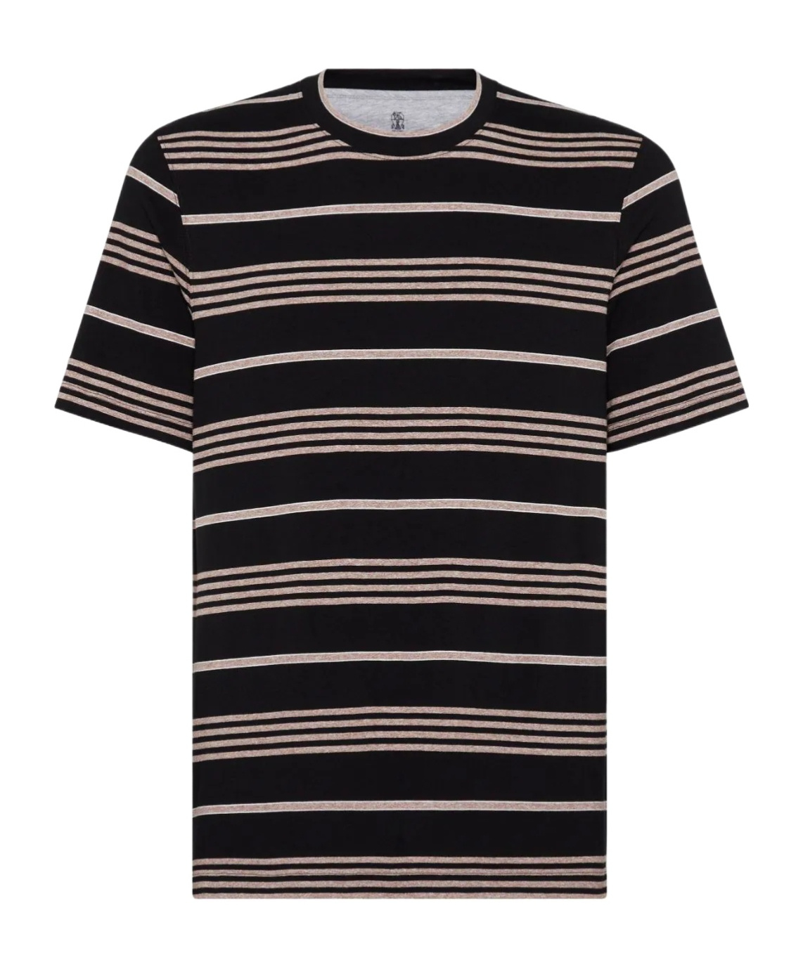 Brunello Cucinelli Striped Cotton T-shirt In Black