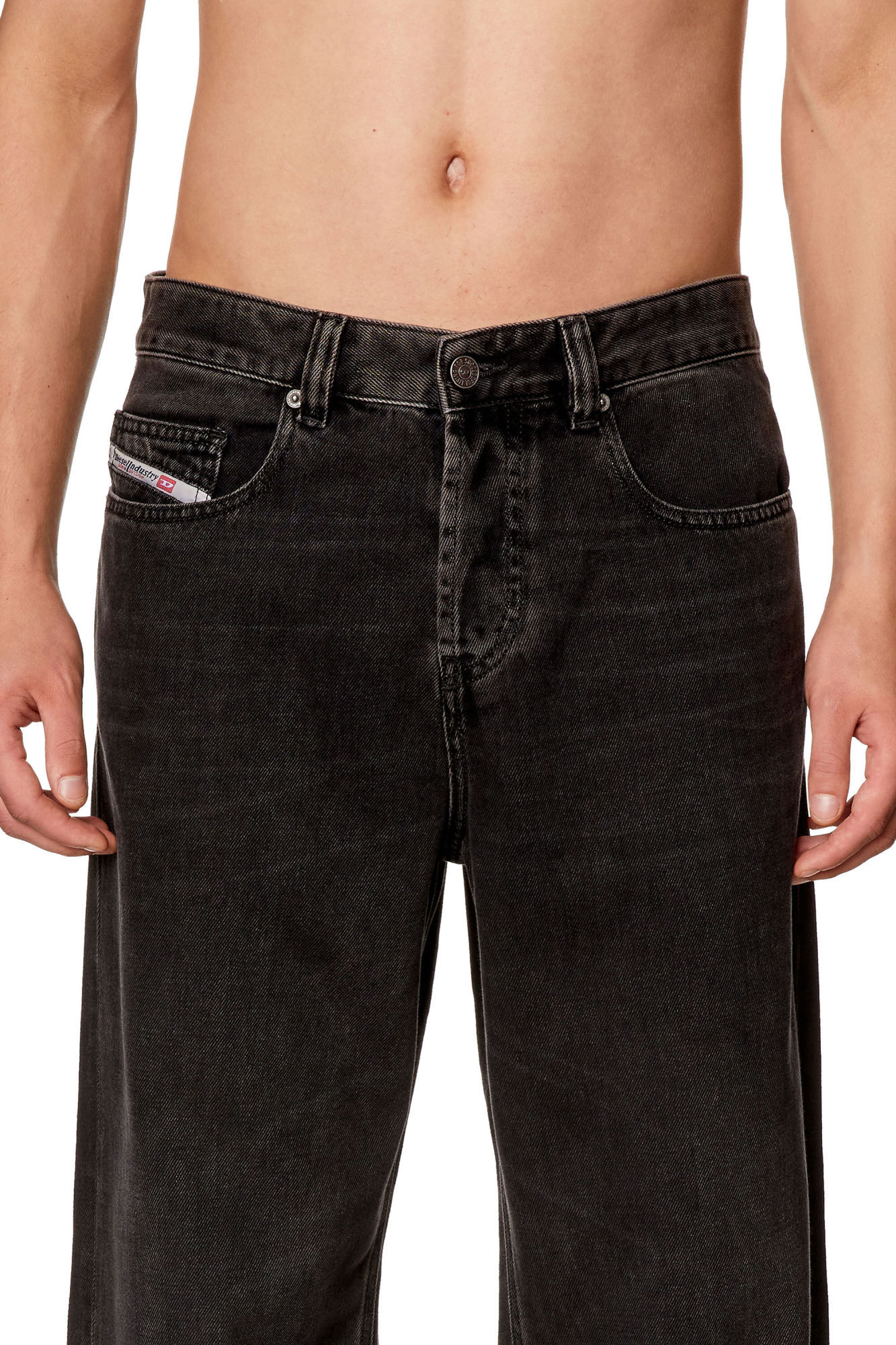 Diesel D-macro Black Wide Leg Jeans In Black