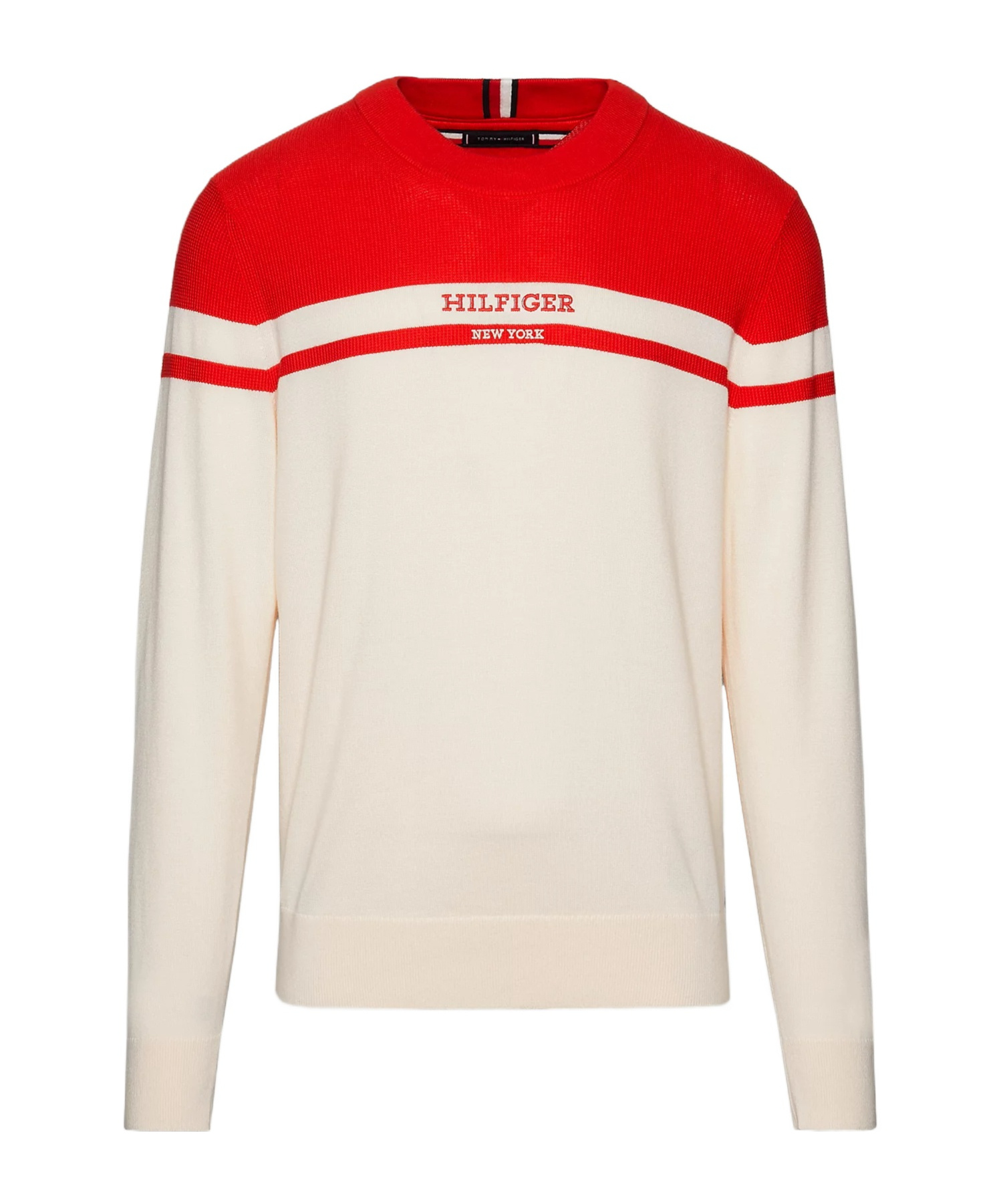 Tommy Hilfiger Round Collar Long Sleeve Sweater In Nude