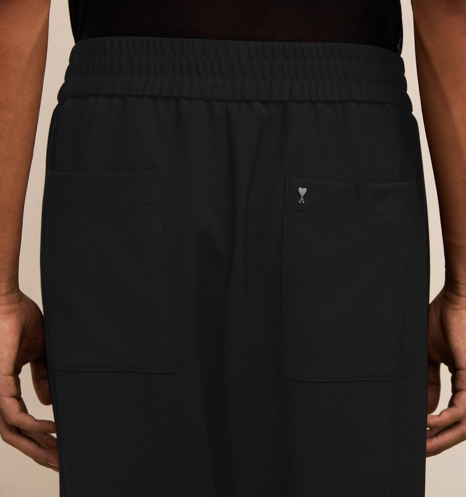 AMI ALEXANDRE MATTIUSSI AMI PARIS AMI DE COEUR RUCHED DETAIL WIDE LEG TROUSERS