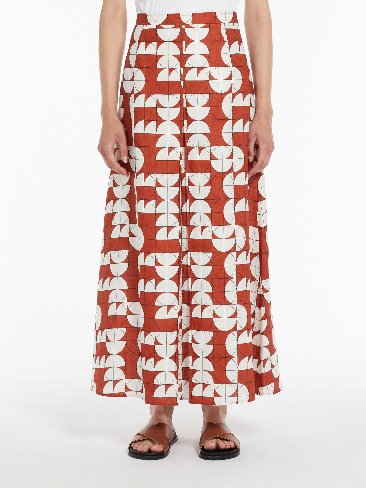 Max Mara Full-body Pattern Printed Skirt In White