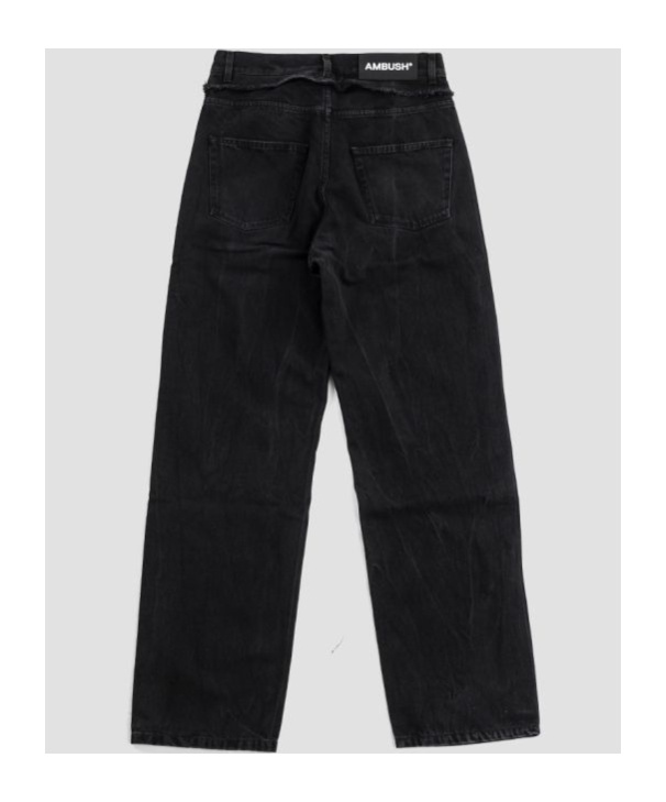 Ambush Frayed-trim Loose Jeans In Black