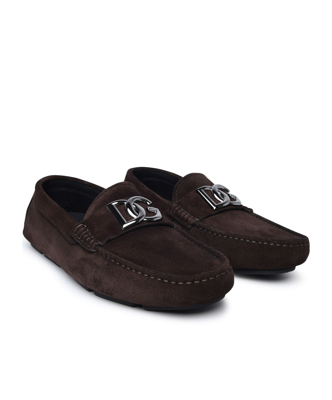 Dolce & Gabbana Logo-plaque Suede Loafers In Black