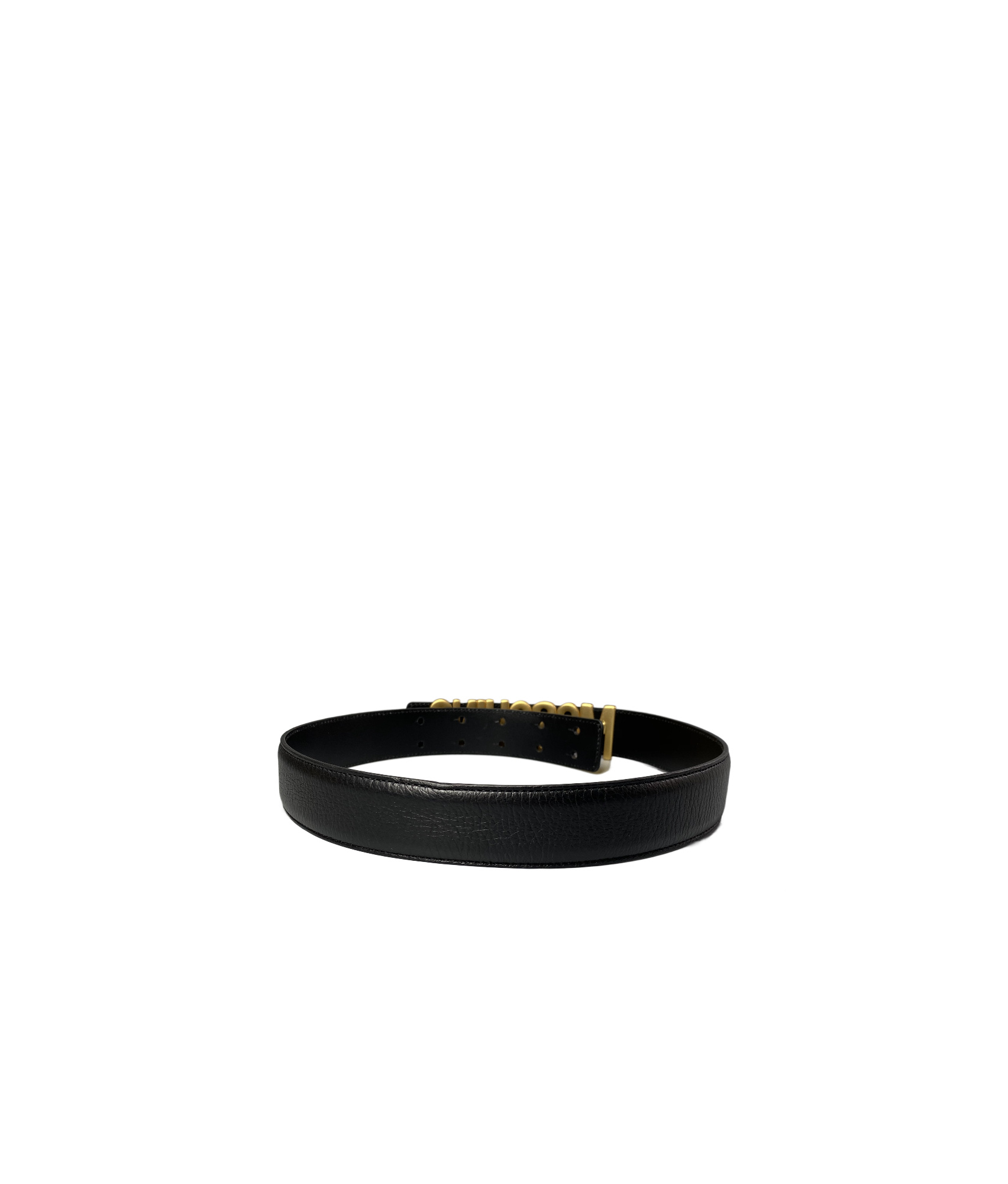 Moschino Adjustable Logo Embossed Belt With Multiple Holes In Black