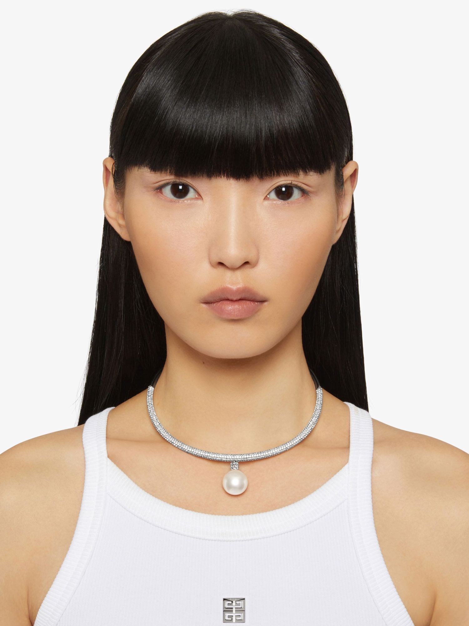 Givenchy Crystal Detail Necklace In White