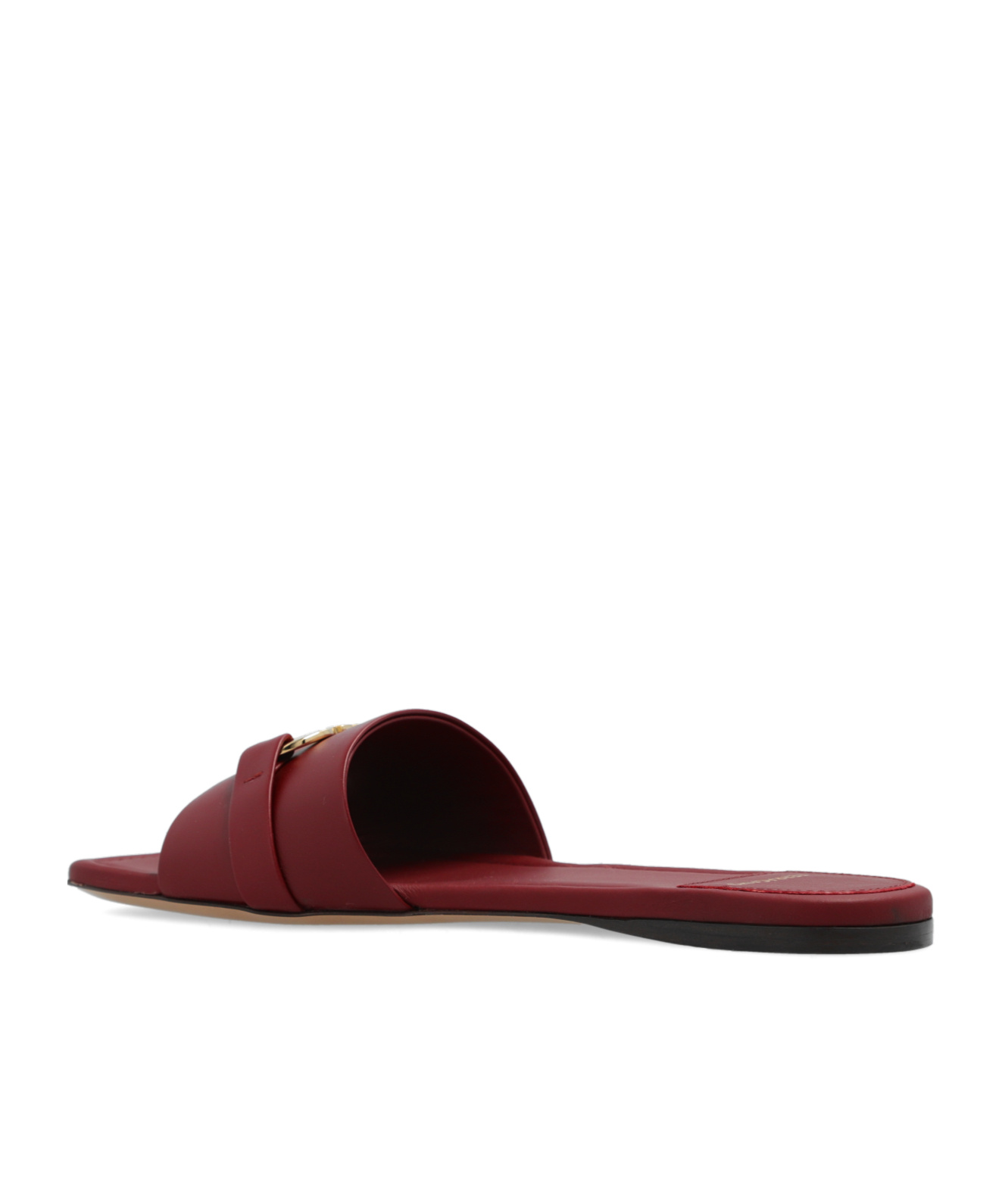 Ferragamo Leah Gancini Leather Flat Sandals In Brown