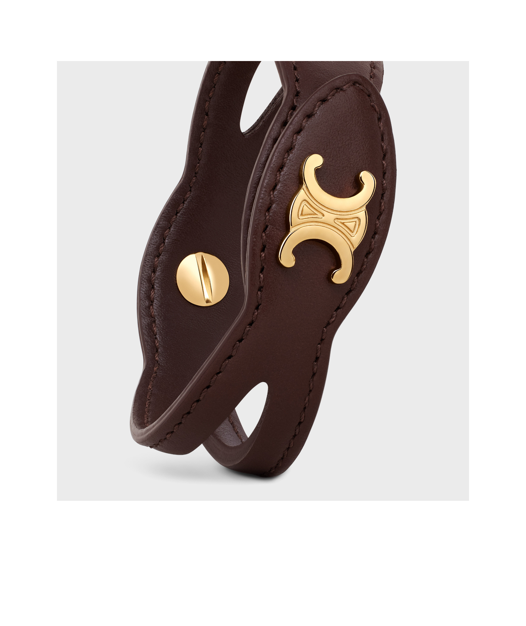 Celine Luxury Leather And Brass Bracelet With Gold Finish In Red
