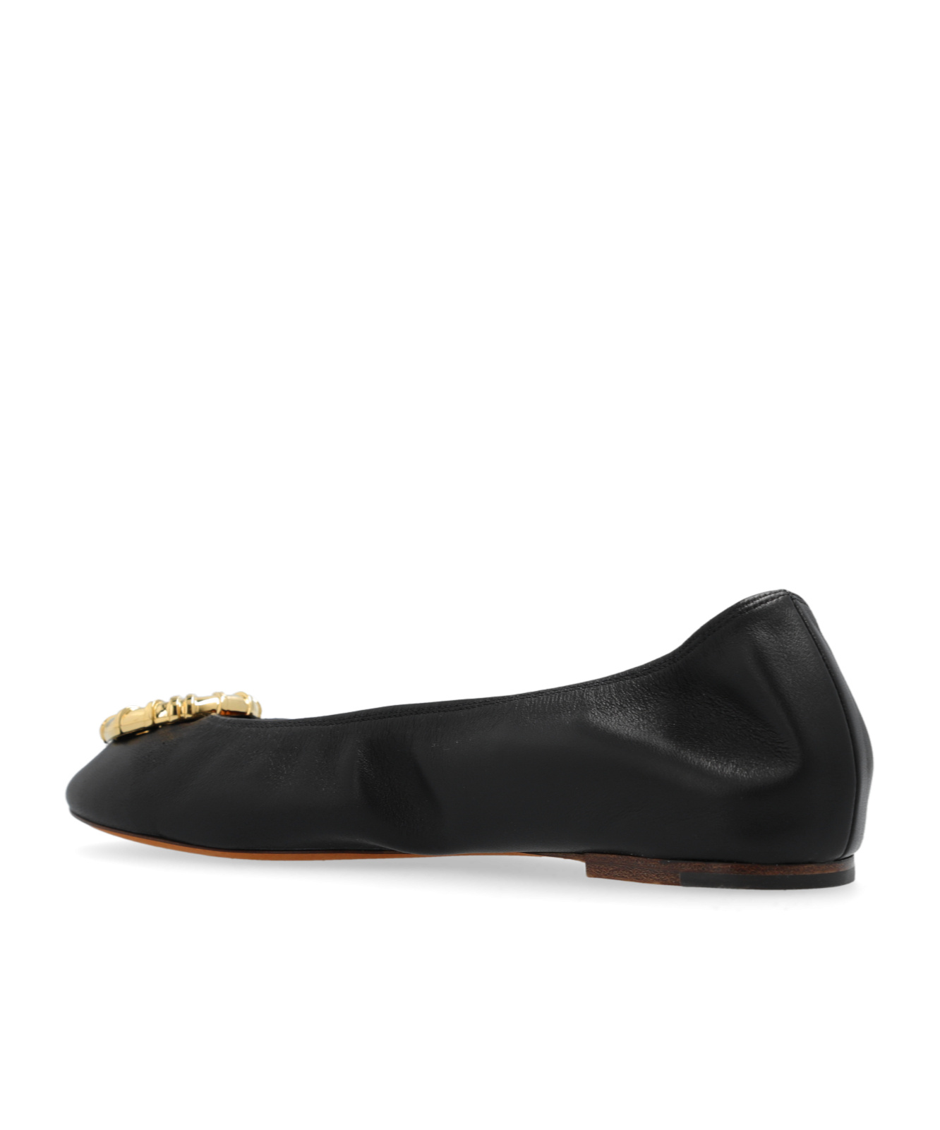 Lanvin Buckled Leather Ballerina Shoes In Black