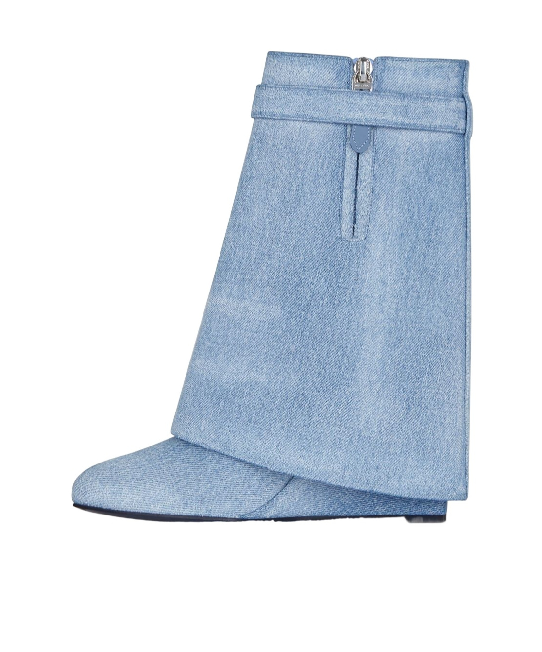 Givenchy Shark Lock Denim Ankle Boots In Medium Blue