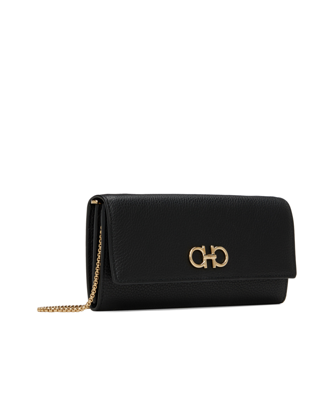 Ferragamo Black Gancini Wallet Chain Shoulder Bag In Black