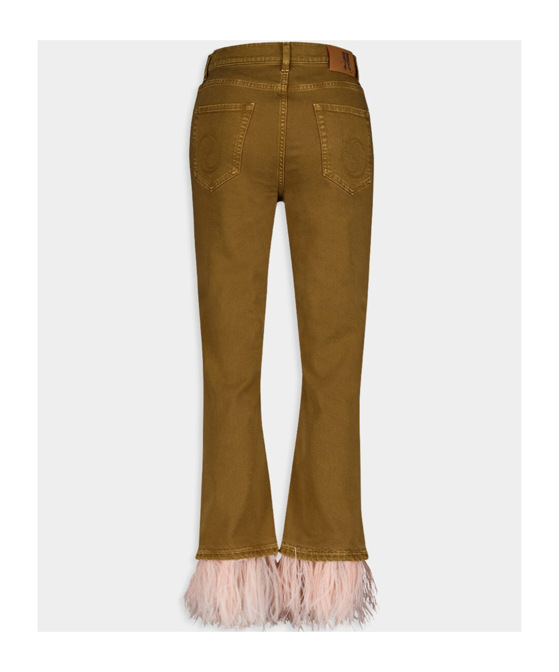 Shop La Doublej Feather Trimmed Casual Pants In Brown