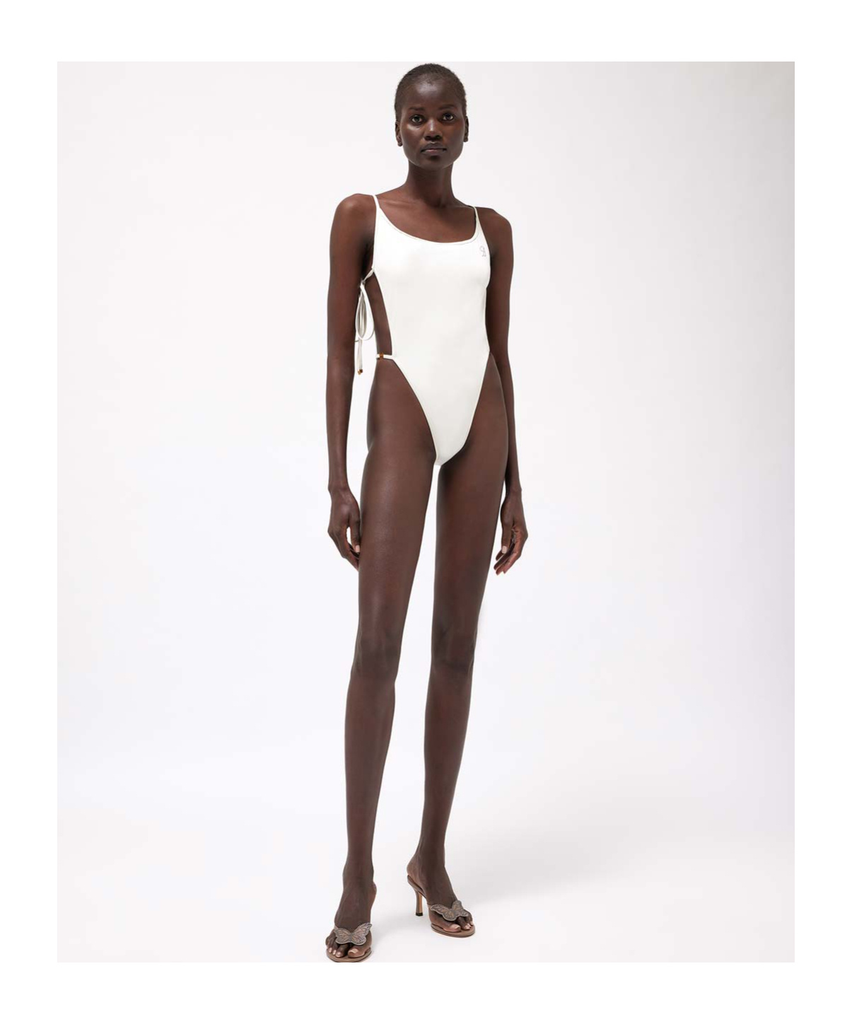Blumarine Open Tie Side Swimsuit In White