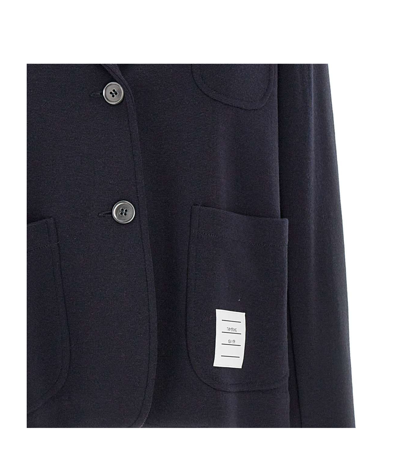 Thom Browne Logo-patch Virgin Wool Blazer In Black