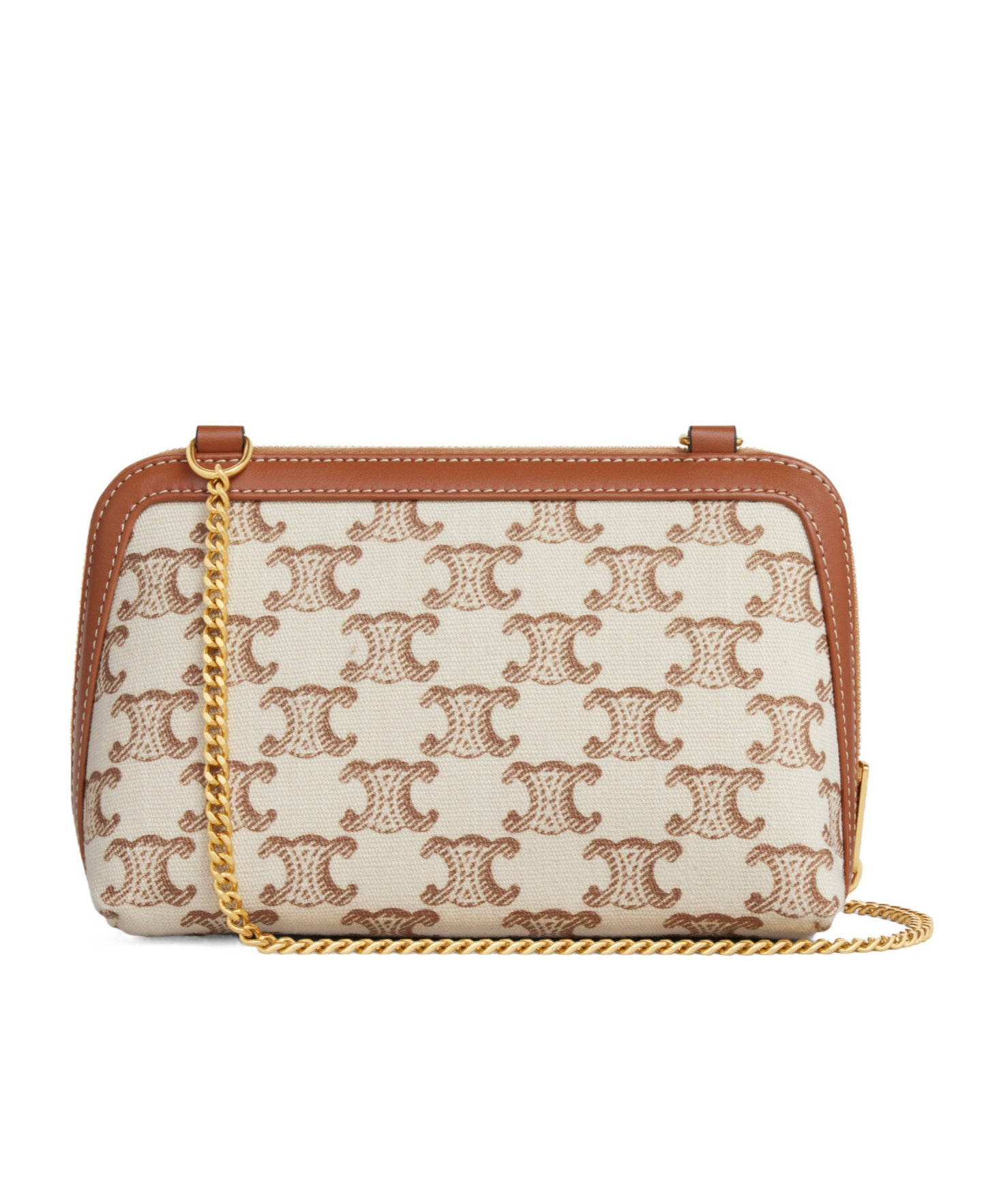 CELINE CLUTCH ON CHAIN CUIR TRIOMPHE IN TEXTILE WITH TRIOMPHE PRINT AND CALFSKIN