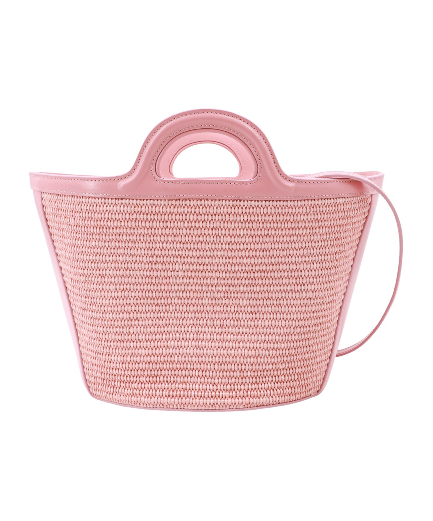 Marni Tropicalia Micro Bag In Leather And Raffia In Pink