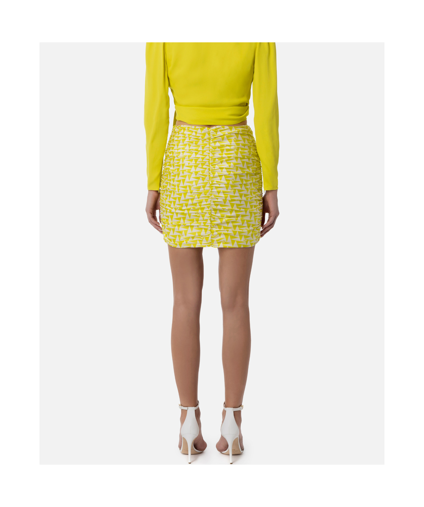 Elisabetta Franchi Geometric-pattern Mini Skirt In Yellow