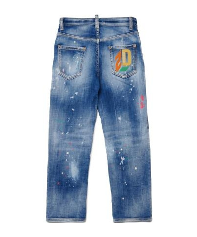 Dsquared2 Logo-embroidered Straight-leg Jeans In Blue