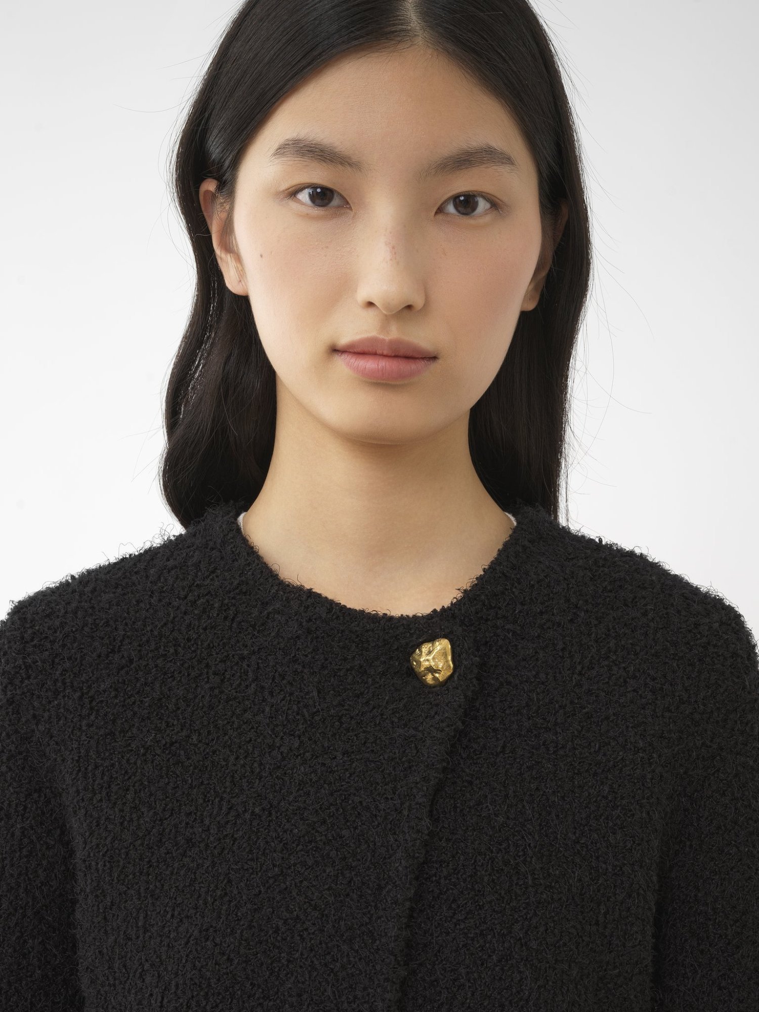 Chloé Veste Courte Ajustée Sans Col Femme Noir Taille L 50% Laine, 36% Soie, 8% Cachemire, 5% Polyamide, 1 In Black