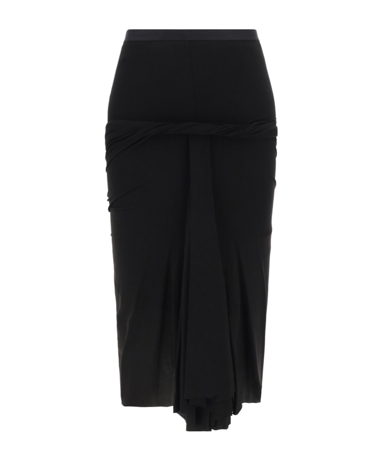 Rick Owens Twist-detailing Midi Skirt In Black