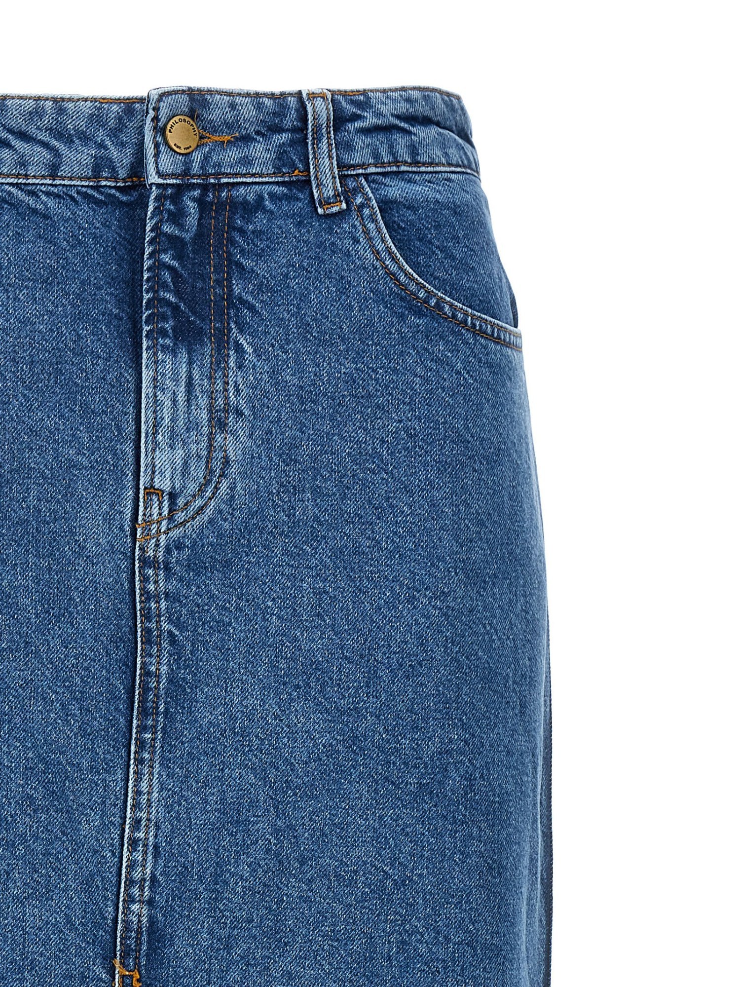 Philosophy Di Lorenzo Serafini Mid-rise Denim Maxi Skirt In Blue