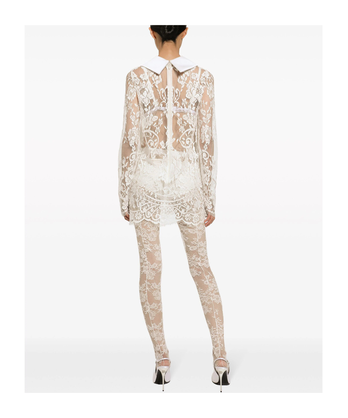 Dolce & Gabbana Peter Pan Collar Lace Minidress In White