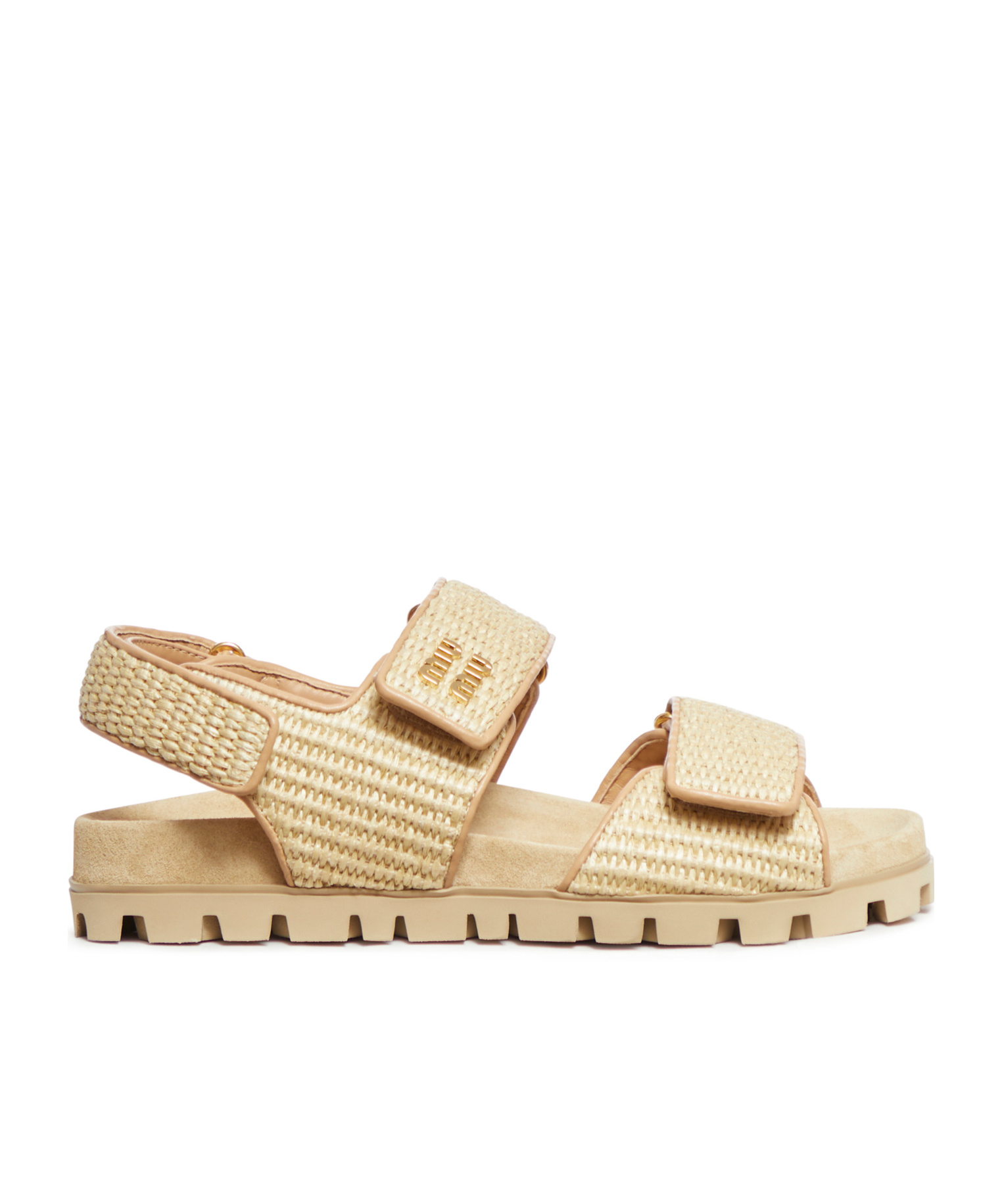 Miu Miu Raffia Sandals In Nude