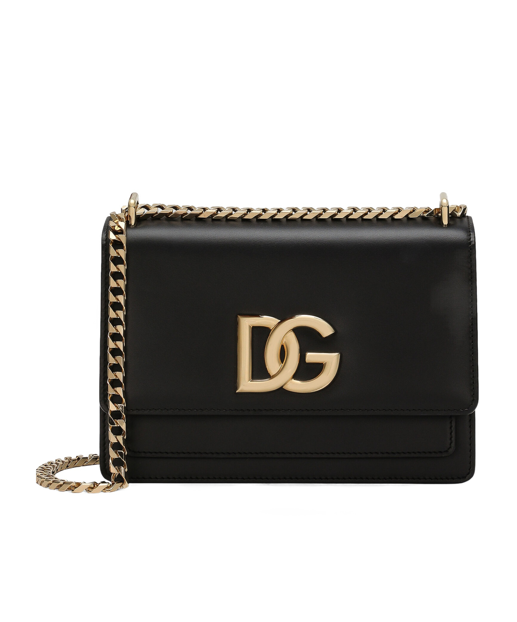 Dolce & Gabbana Logo-plaque Leather Crossbody Bag In Black