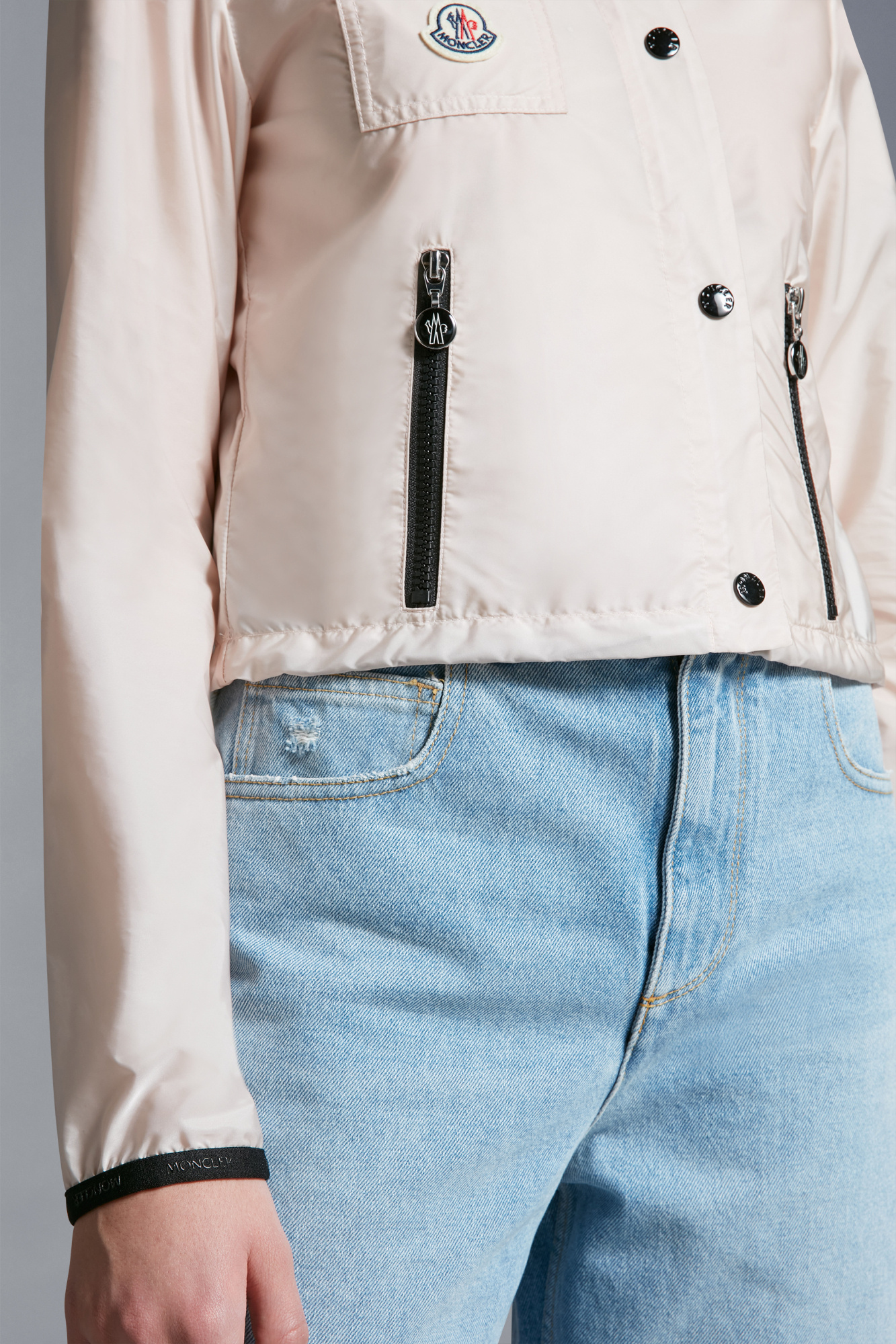 Shop Moncler Logo-appliqué Lightweight Jacket In Pink