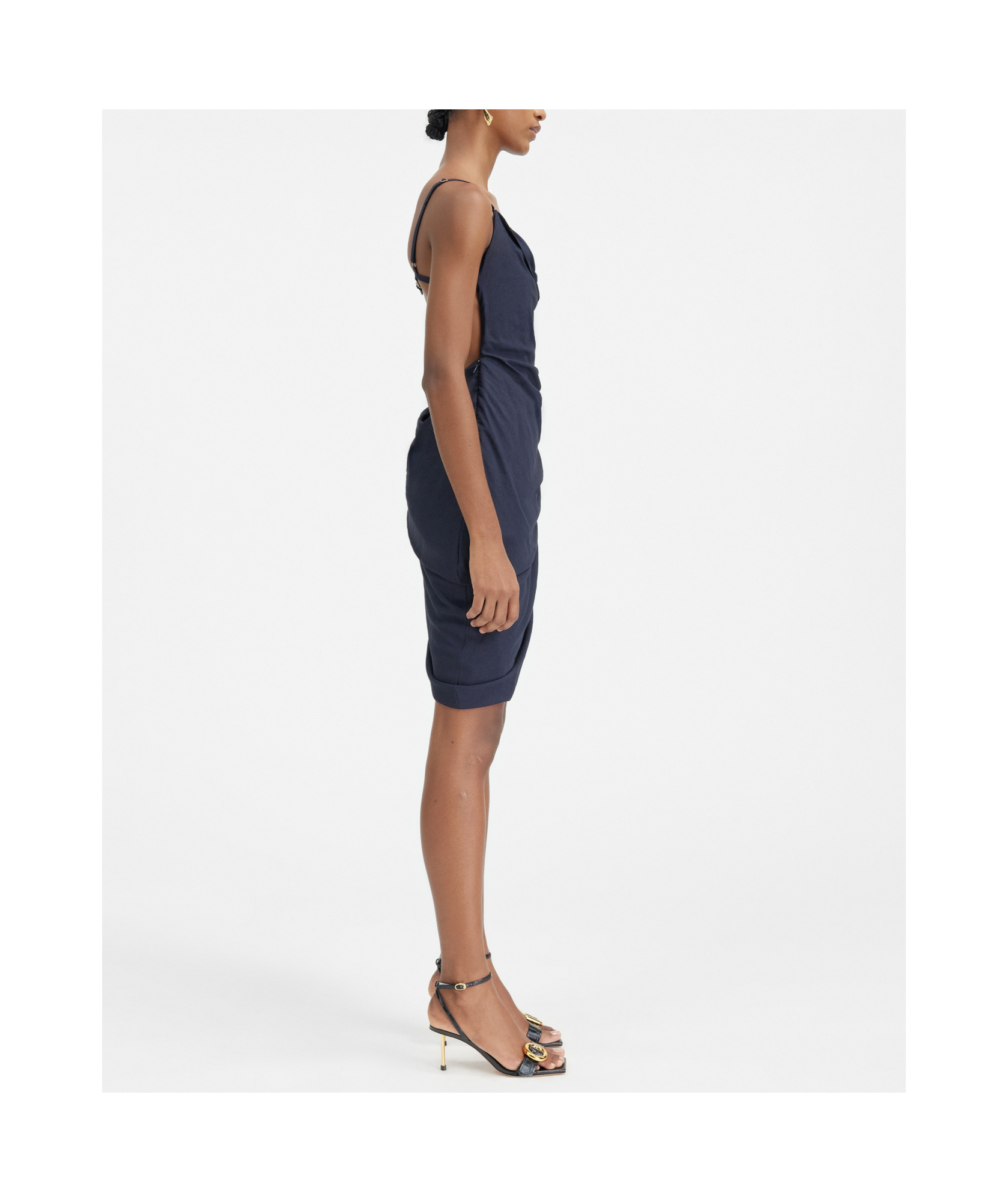 Jacquemus Asymmetrical Pendant Mini Dress In Black